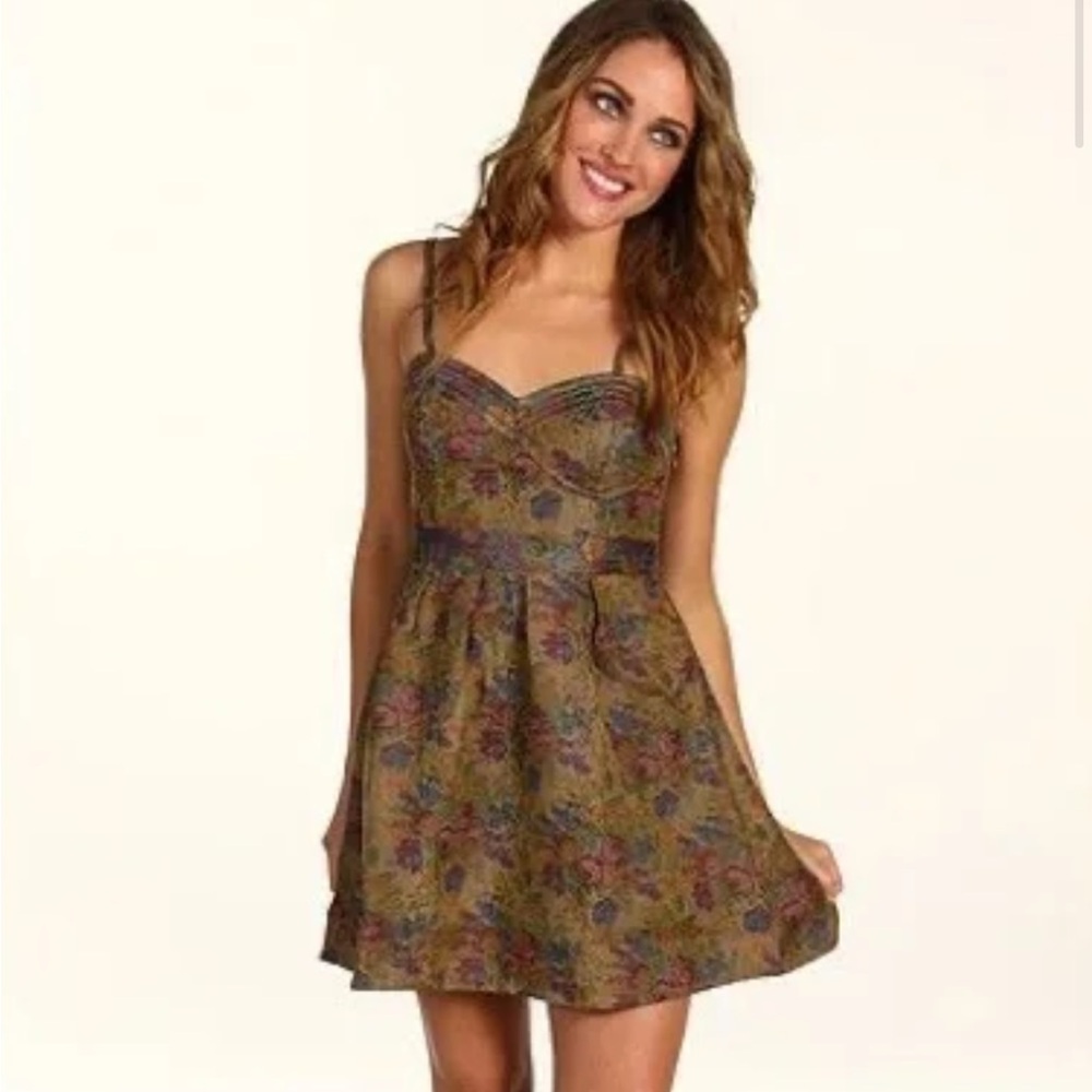 Free People The Foiled Floral Tapestry Dress - Size 4